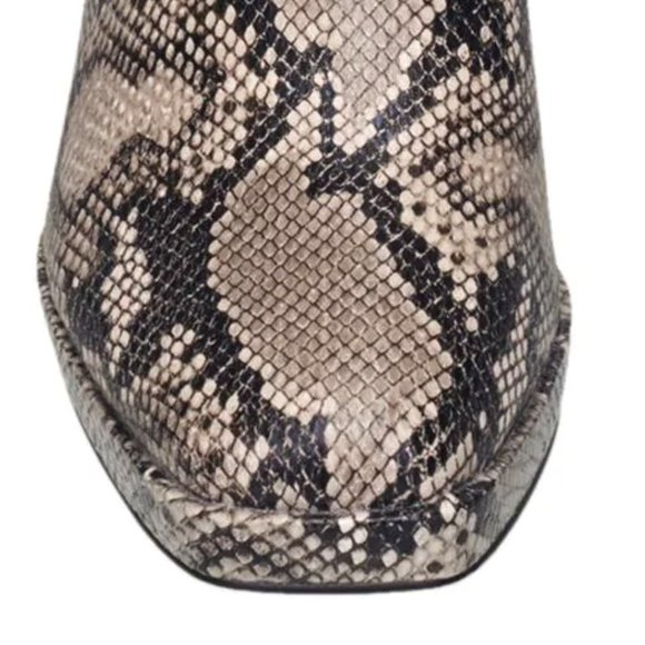 NEW! French Connection Vegan Leather Penny Chelsea Block Heel Boots Snake - Picture 10 of 16